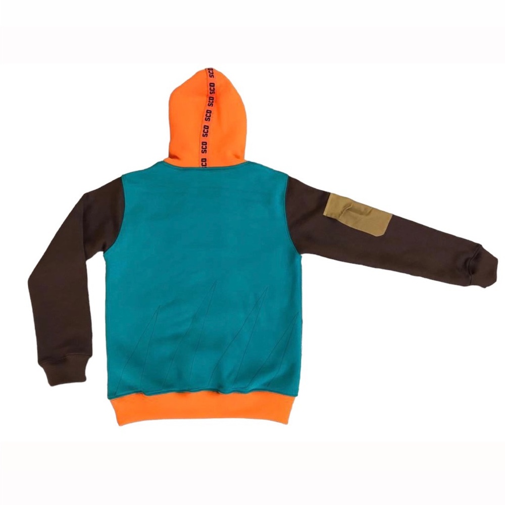 Colorblock Hoodie with Orange Hood - Picture 2 of 2